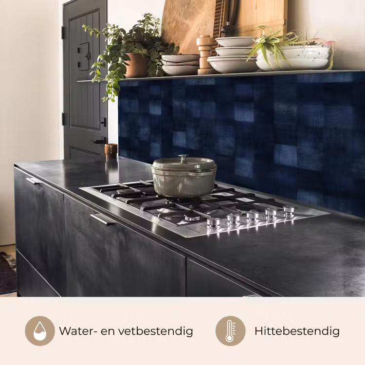 Keuken achterwand - Patroon - Ruit - Marineblauw — 5