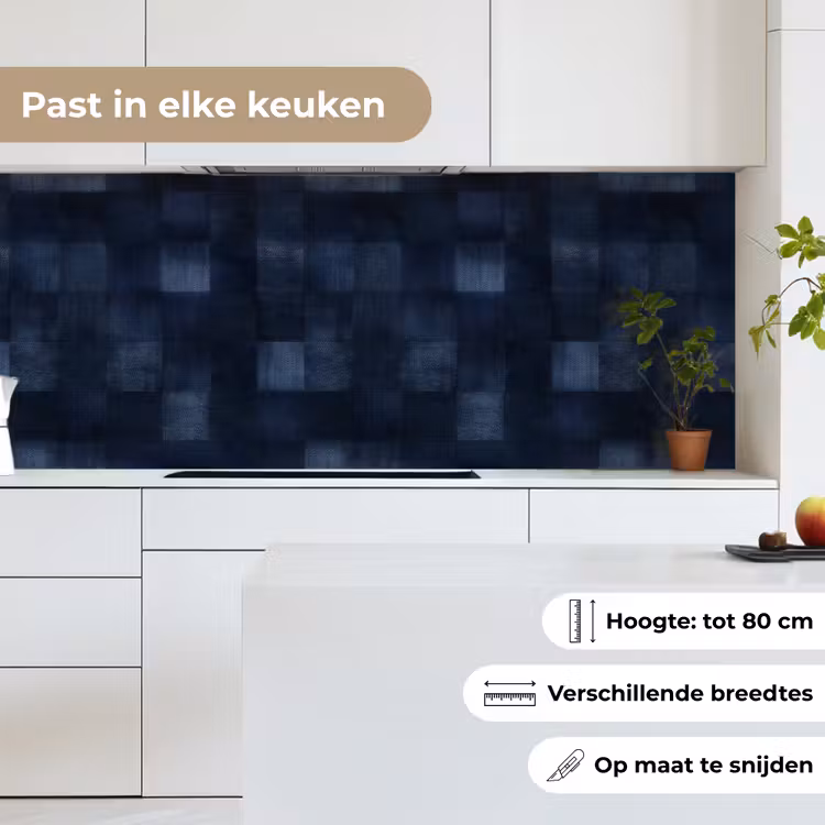Keuken achterwand - Patroon - Ruit - Marineblauw — 7