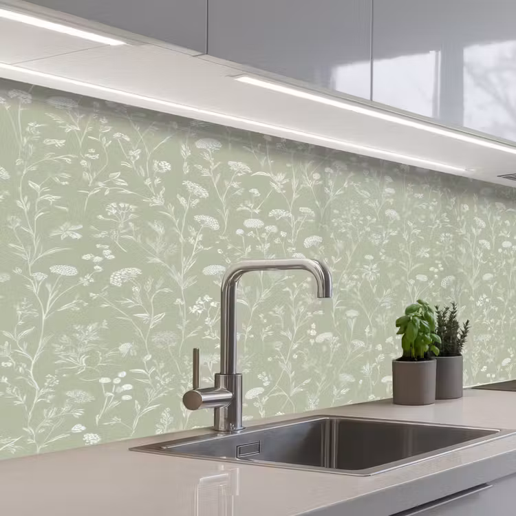 Keuken achterwand - Bloemen - Patroon - Groen — 2