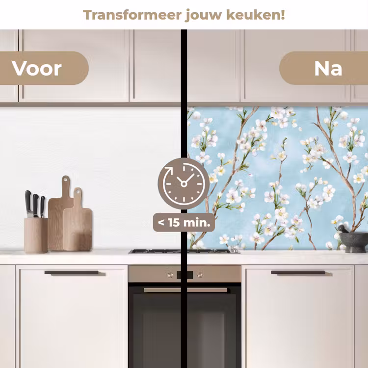 Keuken achterwand - Kersenbloesem - Textuur - Blauw — 3