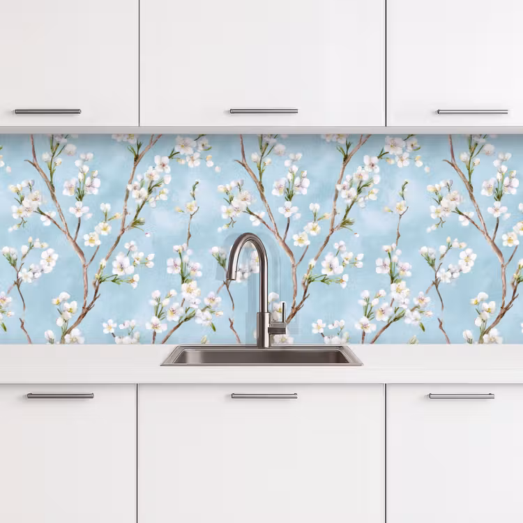Keuken achterwand - Kersenbloesem - Textuur - Blauw — 4