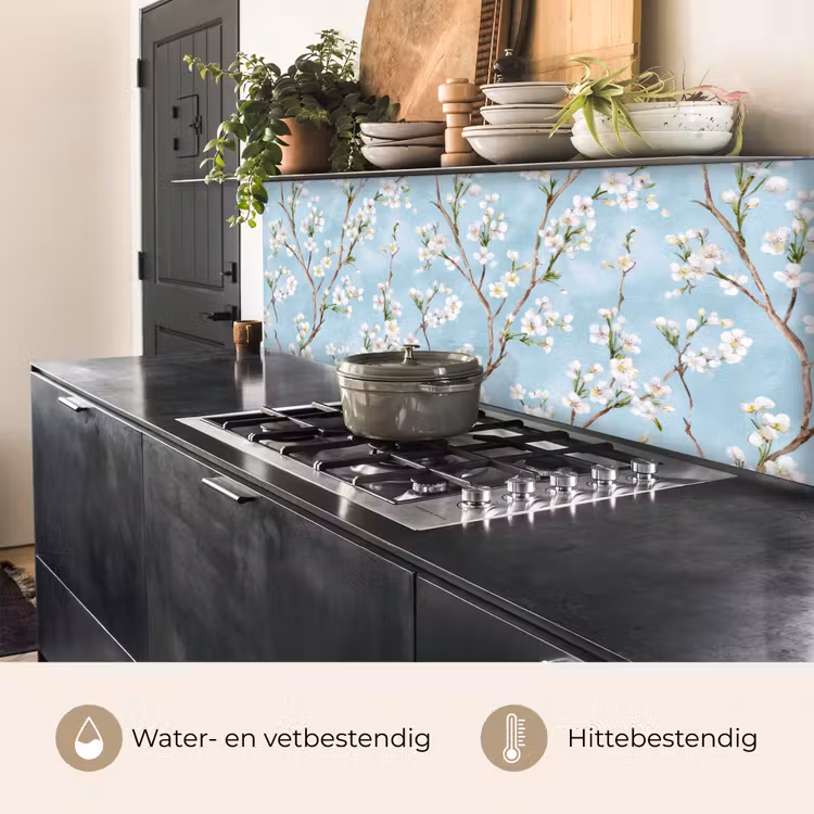 Keuken achterwand - Kersenbloesem - Textuur - Blauw — 5