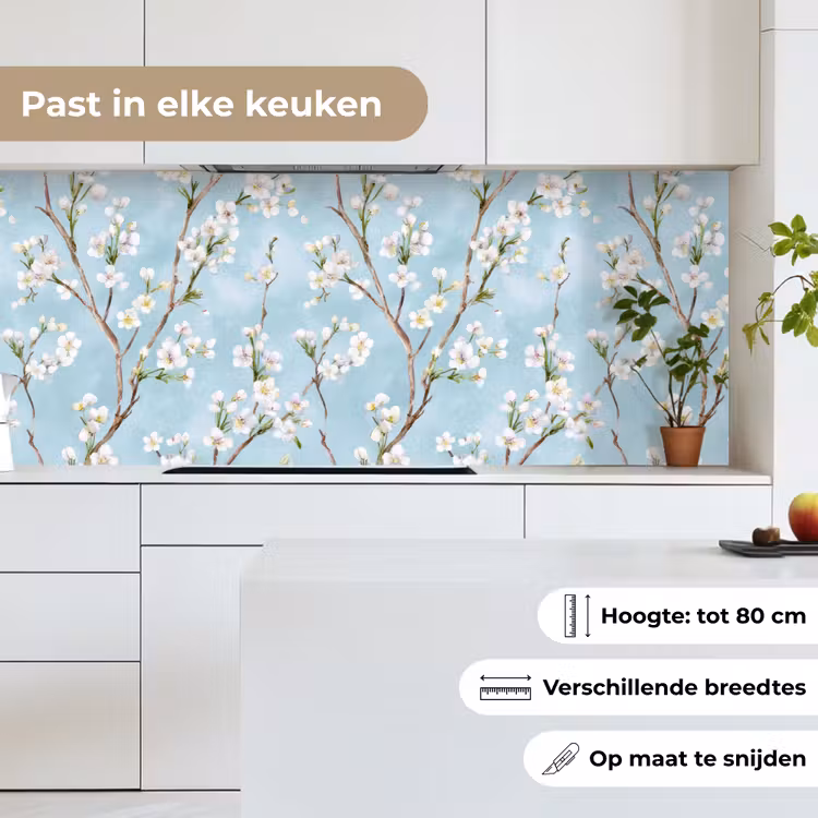 Keuken achterwand - Kersenbloesem - Textuur - Blauw — 7