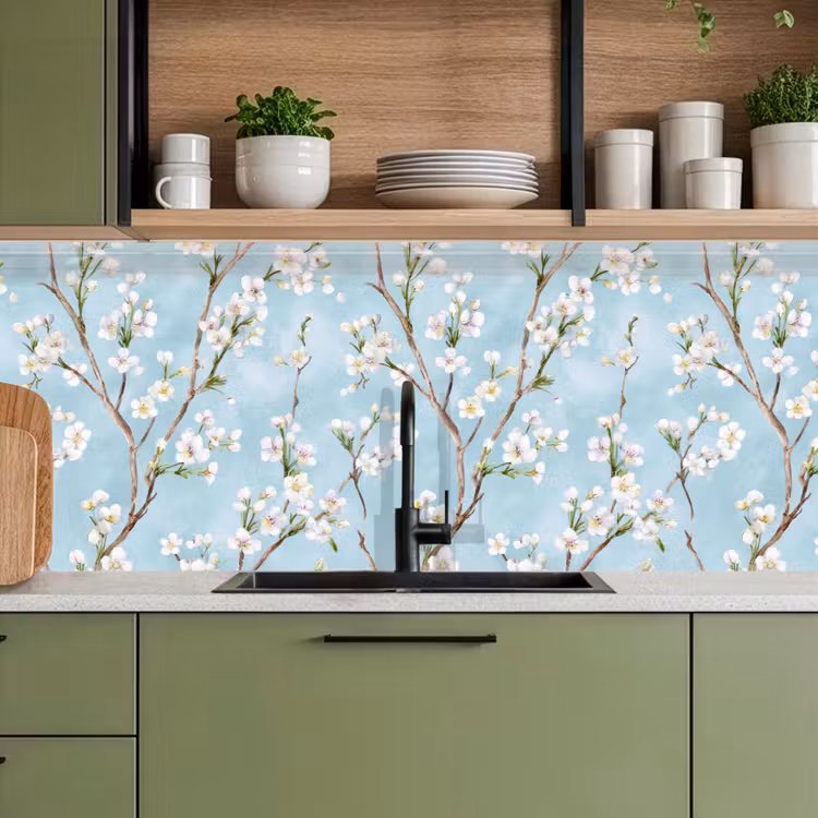 Keuken achterwand - Kersenbloesem - Textuur - Blauw — 8