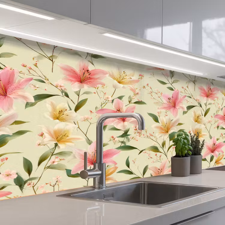 Keuken achterwand - Lelies - Sereen - Kleurrijk — 2