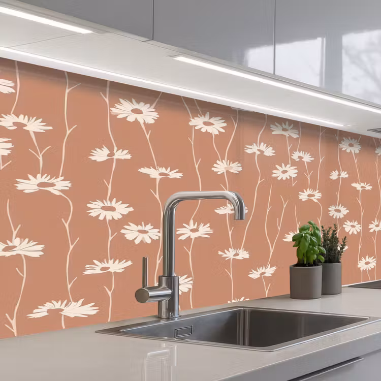 Keuken achterwand - Madeliefjes - Subtiel - Terracotta — 2