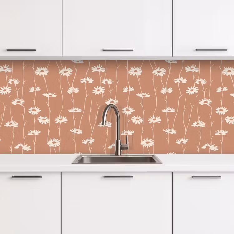 Keuken achterwand - Madeliefjes - Subtiel - Terracotta — 4