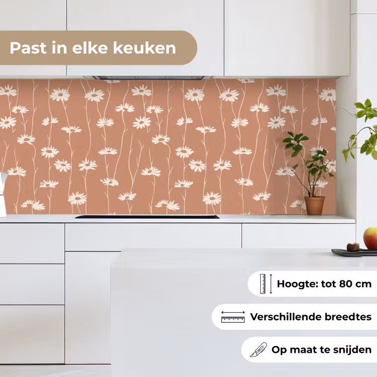 Keuken achterwand - Madeliefjes - Subtiel - Terracotta — 7