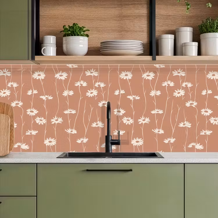 Keuken achterwand - Madeliefjes - Subtiel - Terracotta — 8