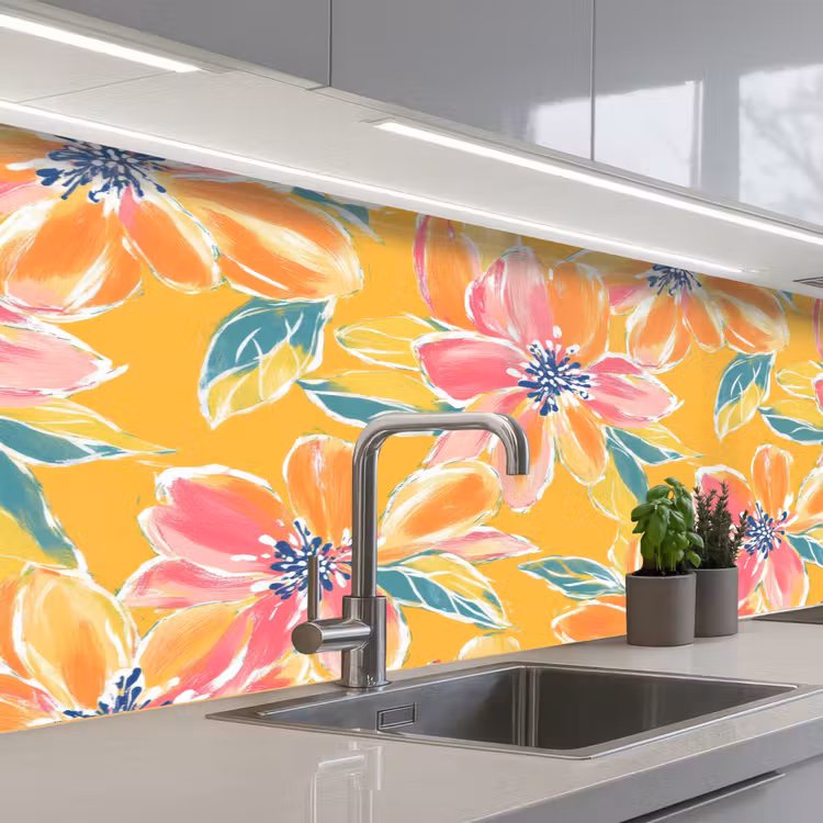 Keuken achterwand - Textuur - Bloemen - Kleurrijk — 2