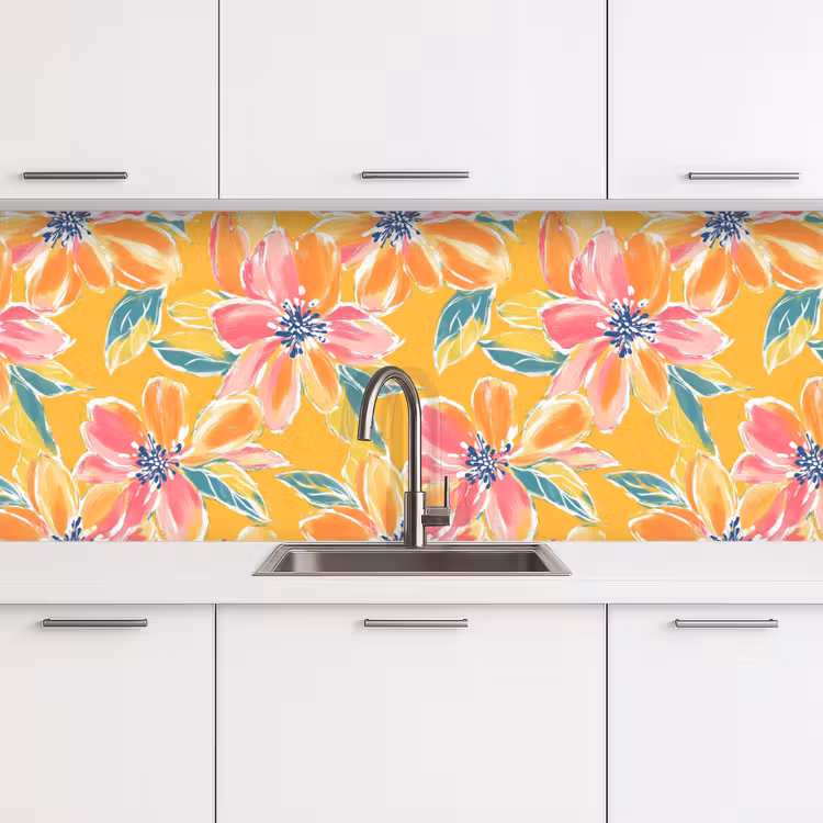 Keuken achterwand - Textuur - Bloemen - Kleurrijk — 4