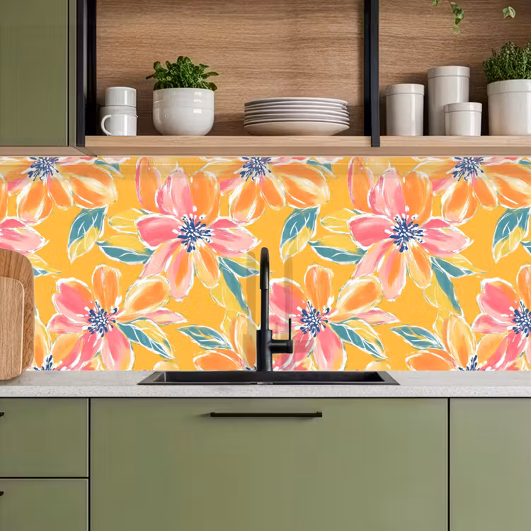 Keuken achterwand - Textuur - Bloemen - Kleurrijk — 8