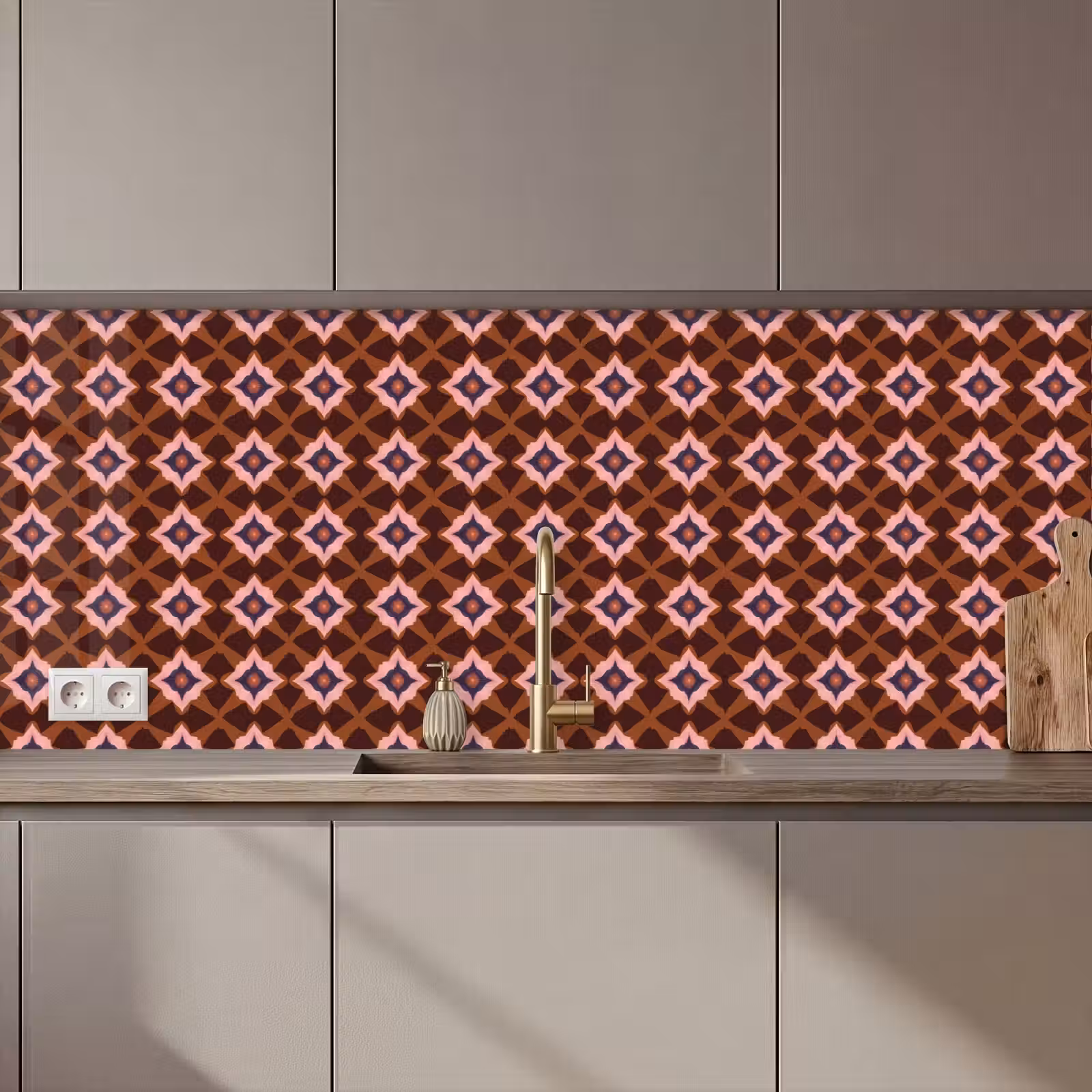 Keuken achterwand - Geometrisch - Sierlijk - Bruin — 1