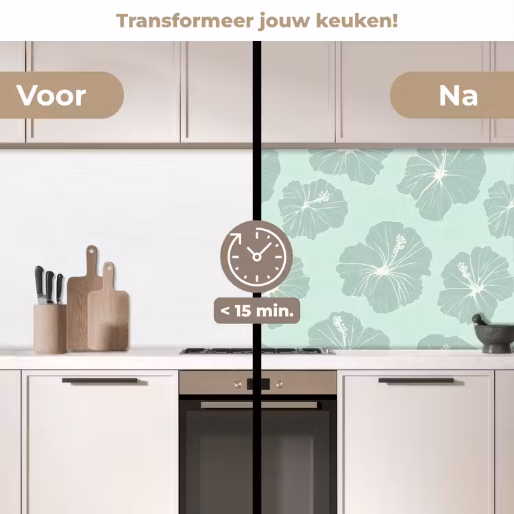 Keuken achterwand - Bloemen - Hibiscus - Mint — 3