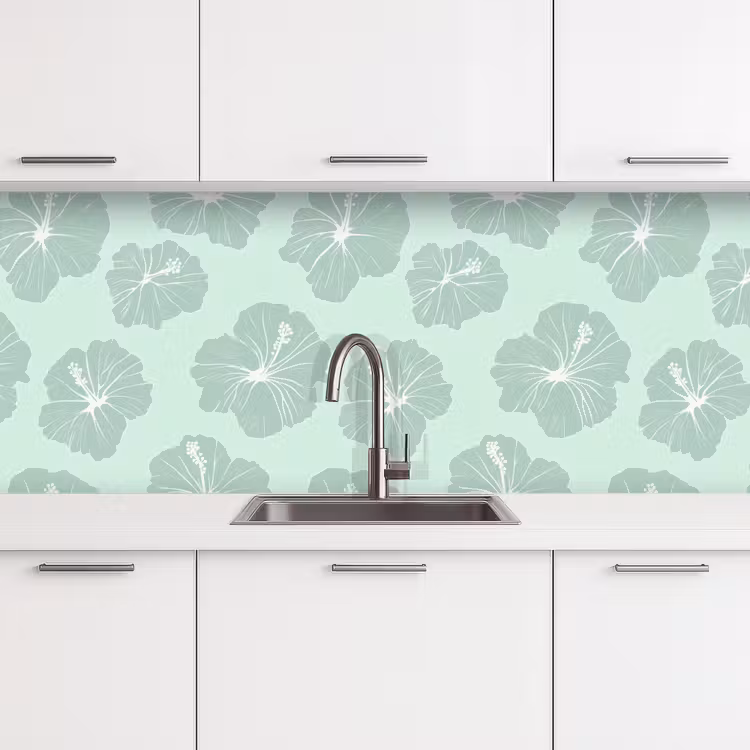 Keuken achterwand - Bloemen - Hibiscus - Mint — 4