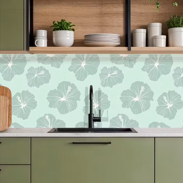 Keuken achterwand - Bloemen - Hibiscus - Mint — 8