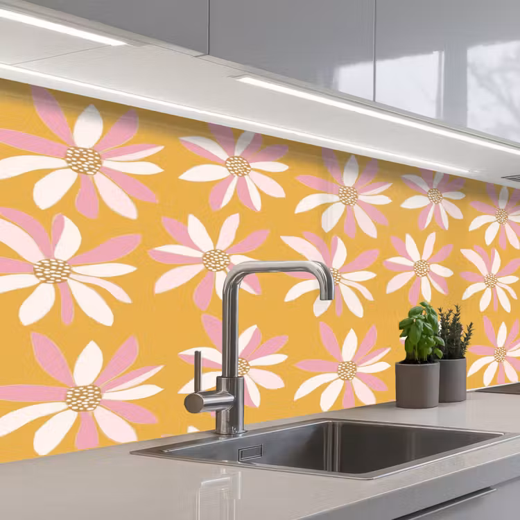 Keuken achterwand - Bloemen - Modern - Geel — 2