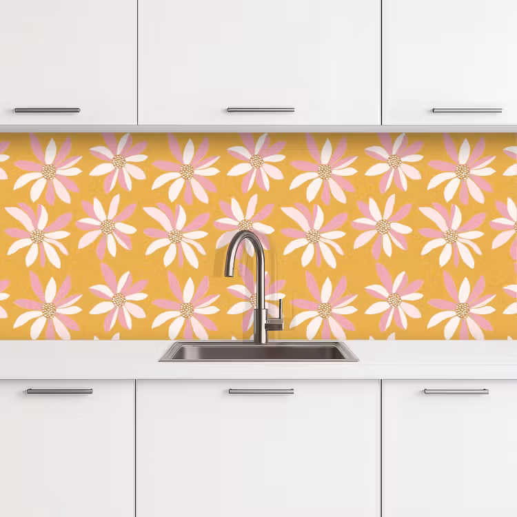 Keuken achterwand - Bloemen - Modern - Geel — 4