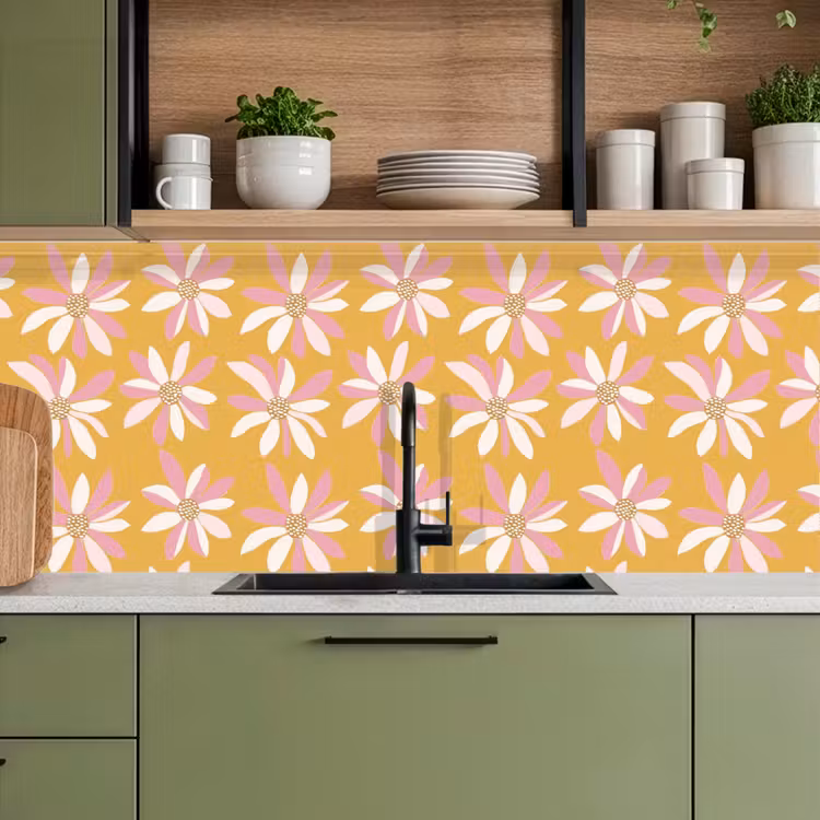 Keuken achterwand - Bloemen - Modern - Geel — 8