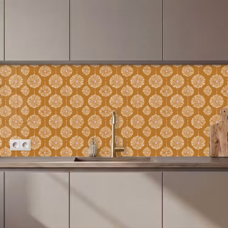Keuken achterwand - Bloemen - Modern - Oker — 1