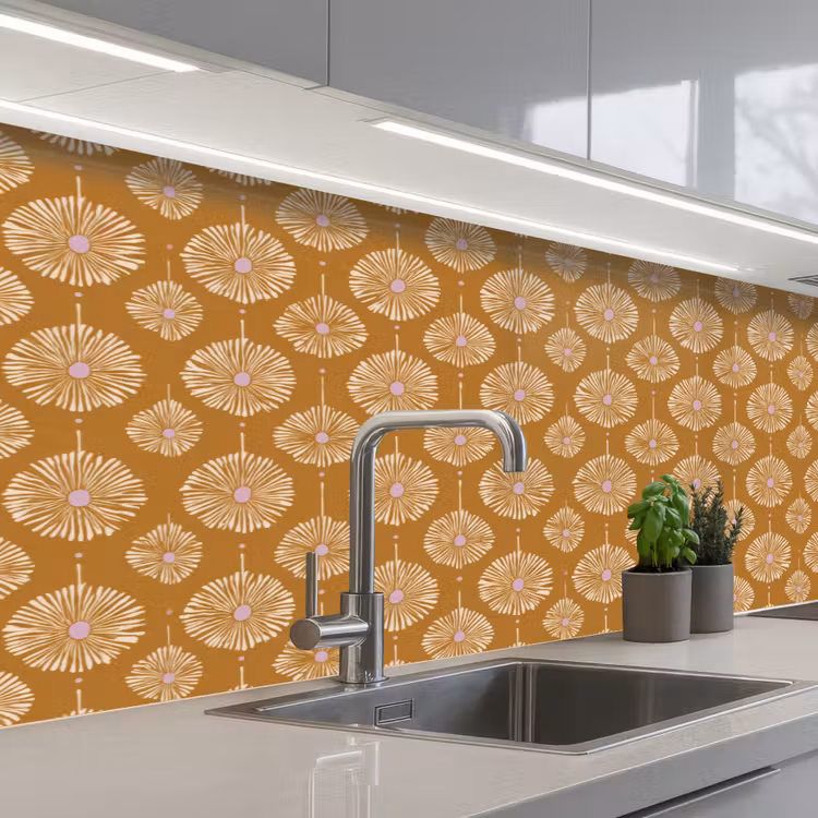 Keuken achterwand - Bloemen - Modern - Oker — 2