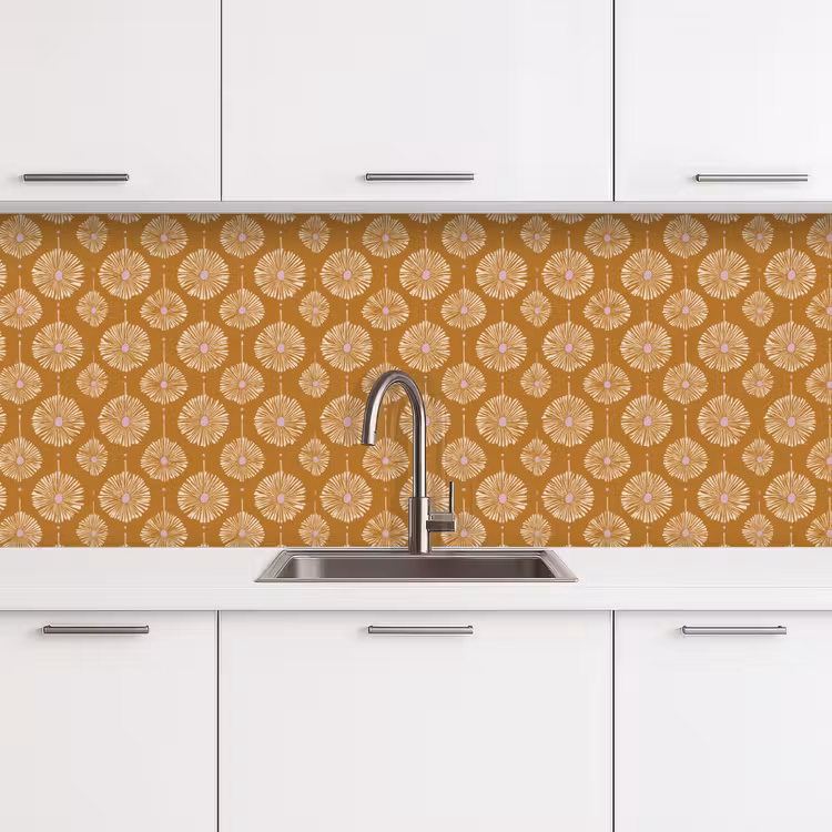 Keuken achterwand - Bloemen - Modern - Oker — 4