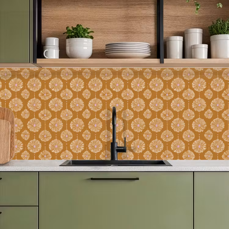 Keuken achterwand - Bloemen - Modern - Oker — 8