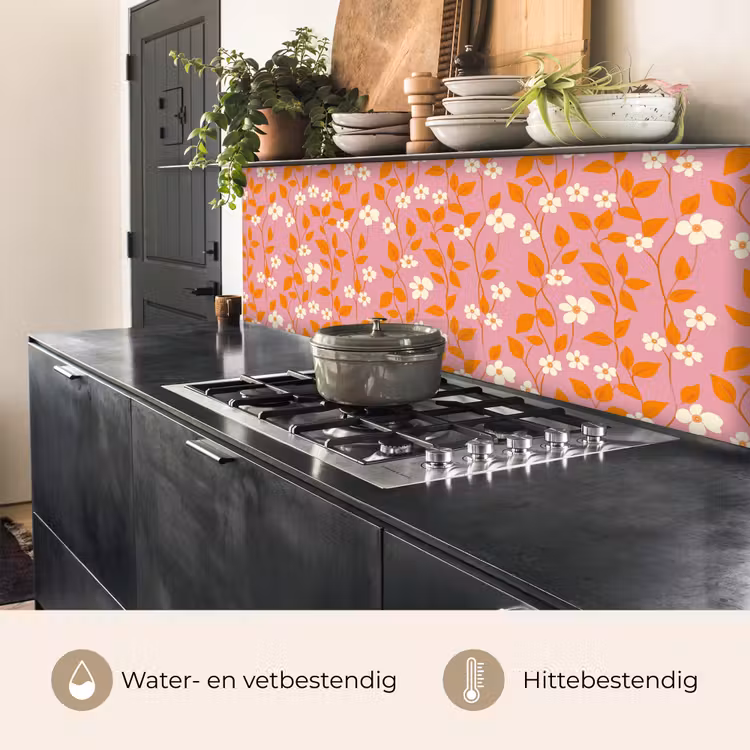 Keuken achterwand - Bloemen - Patroon - Oranje — 5