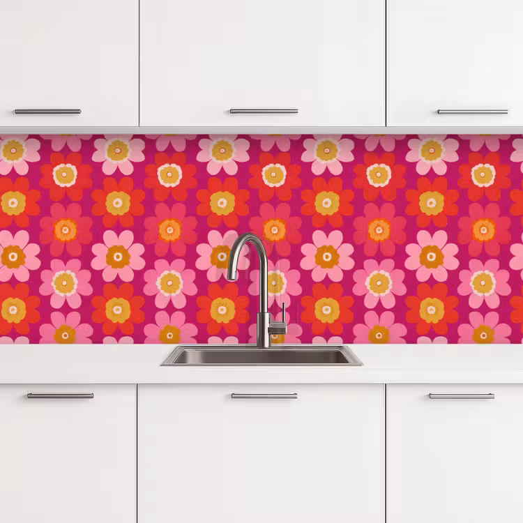 Keuken achterwand - Bloemen - Retro - Kleurrijk — 4
