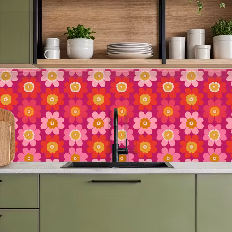 Keuken achterwand - Bloemen - Retro - Kleurrijk — 8