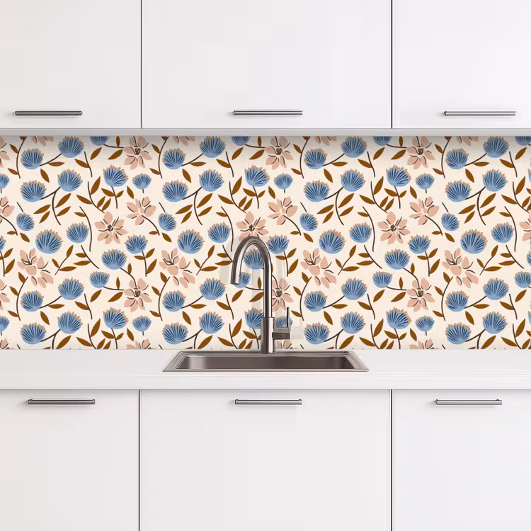 Keuken achterwand - Bloemen - Wild - Blauw — 4