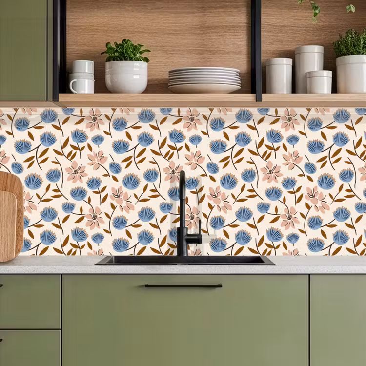 Keuken achterwand - Bloemen - Wild - Blauw — 8
