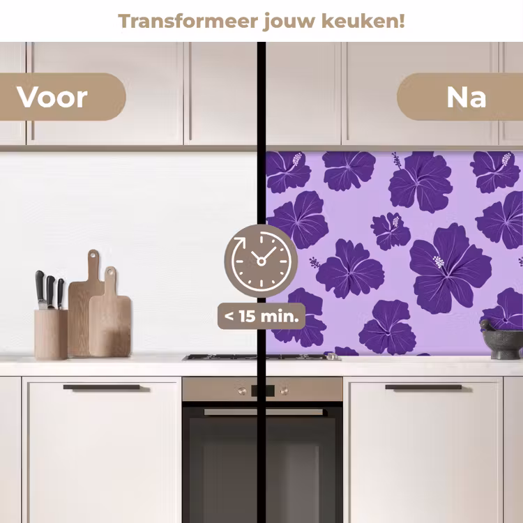 Keuken achterwand - Hibiscus - Bloemen - Paars — 3