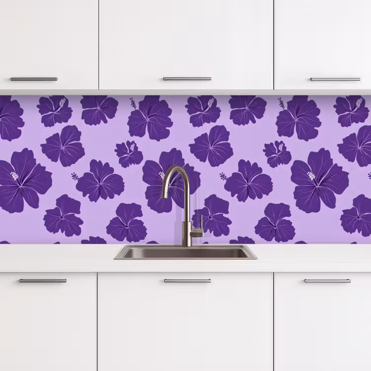 Keuken achterwand - Hibiscus - Bloemen - Paars — 4