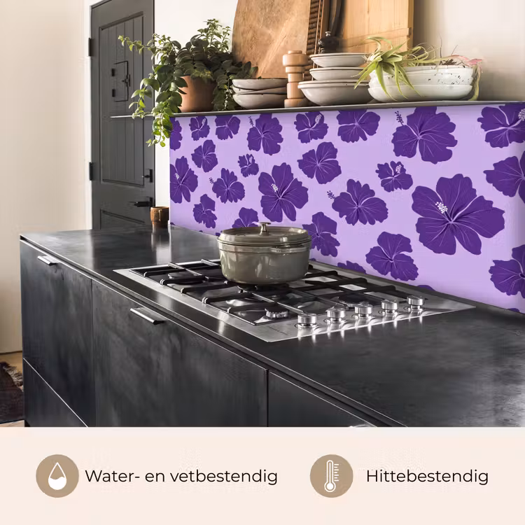 Keuken achterwand - Hibiscus - Bloemen - Paars — 5