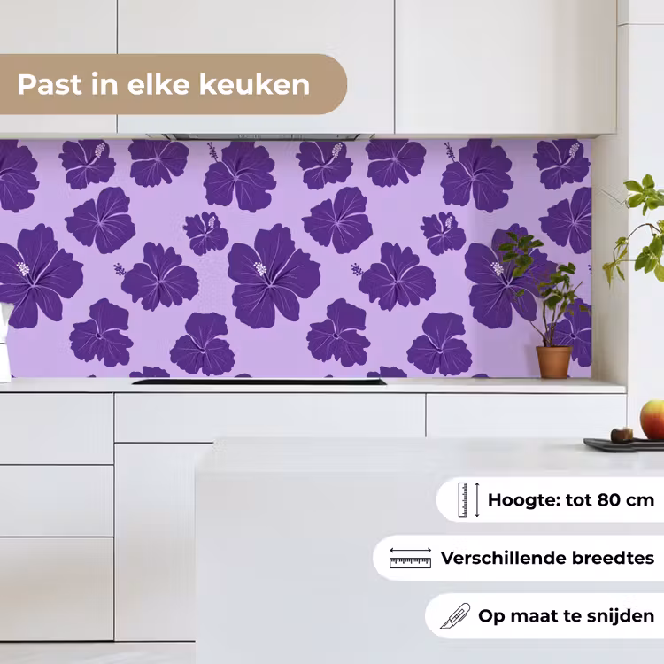 Keuken achterwand - Hibiscus - Bloemen - Paars — 7