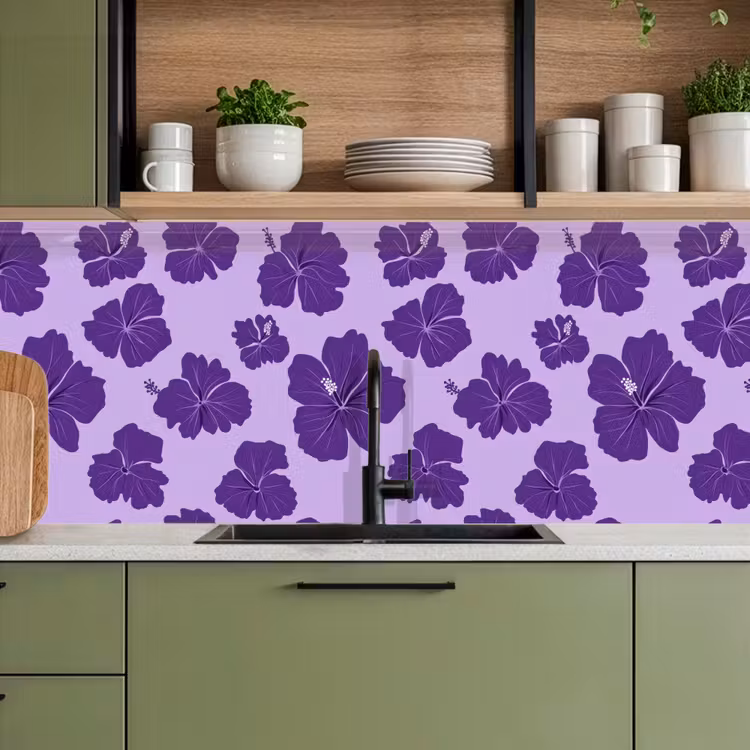Keuken achterwand - Hibiscus - Bloemen - Paars — 8