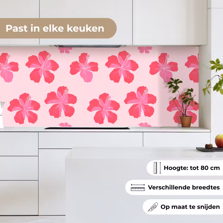 Keuken achterwand - Hibiscus - Bloemen - Roze — 7