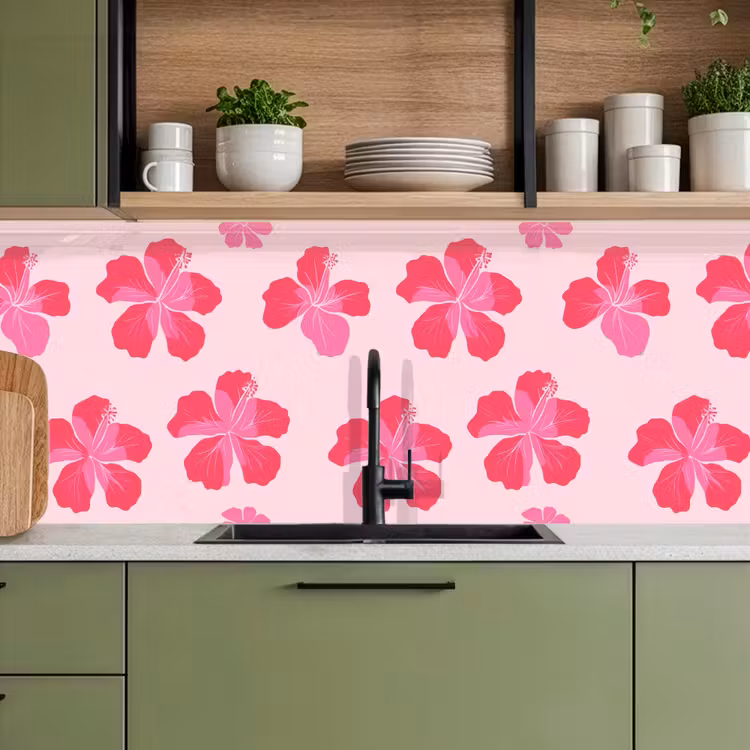Keuken achterwand - Hibiscus - Bloemen - Roze — 8