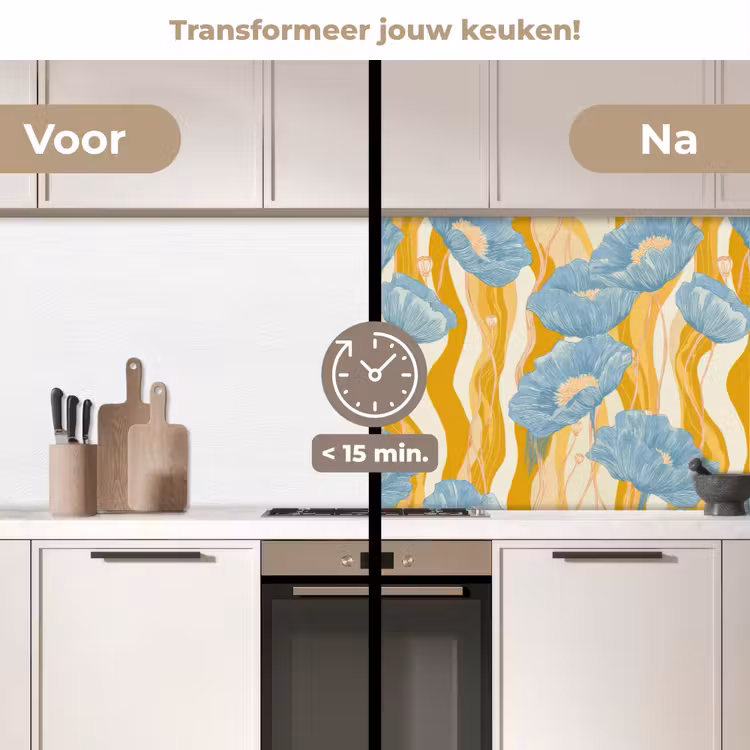 Keuken achterwand - Papavers - Botanisch - Blauw — 3