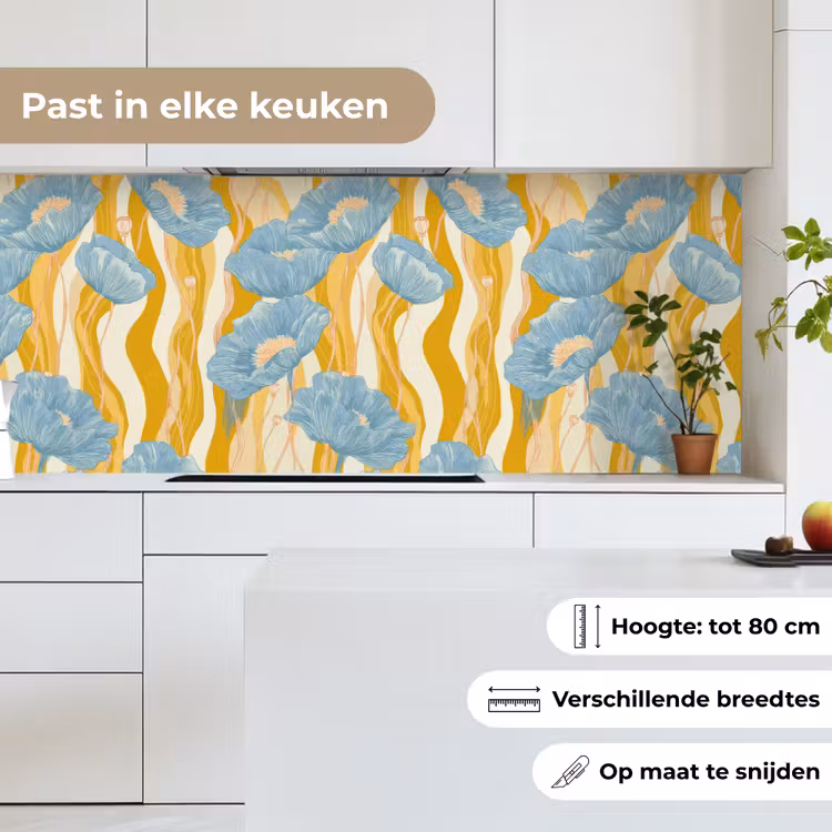 Keuken achterwand - Papavers - Botanisch - Blauw — 7