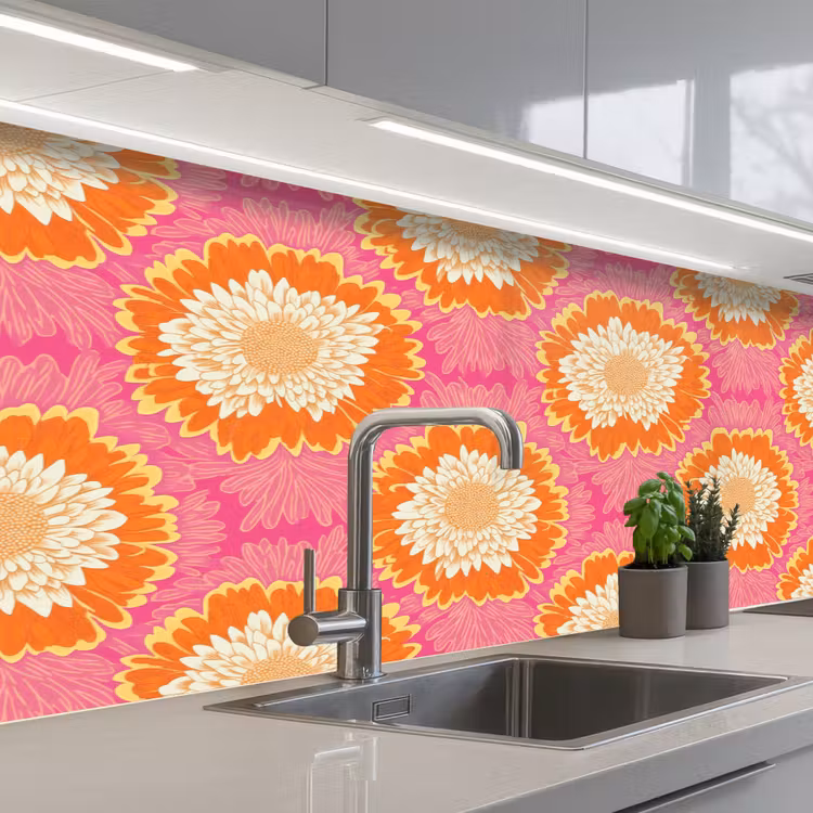 Keuken achterwand - Retro - Bloemen - Kleurrijk — 2