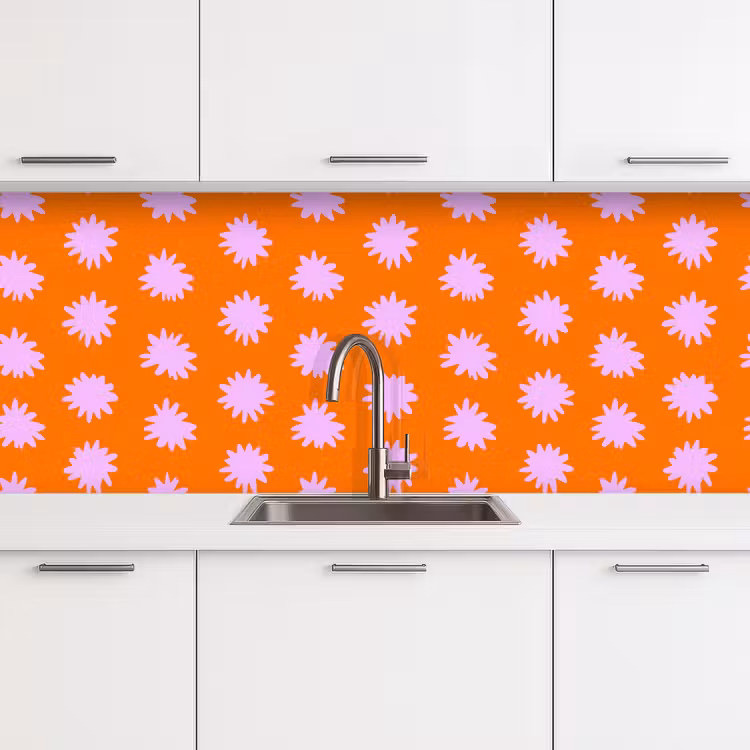 Keuken achterwand - Retro - Bloemen - Oranje — 4