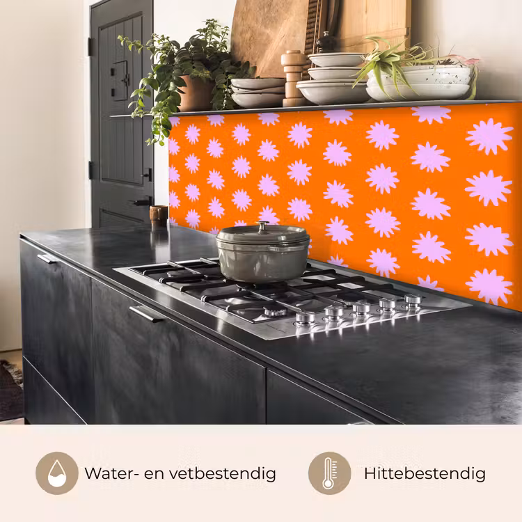 Keuken achterwand - Retro - Bloemen - Oranje — 5