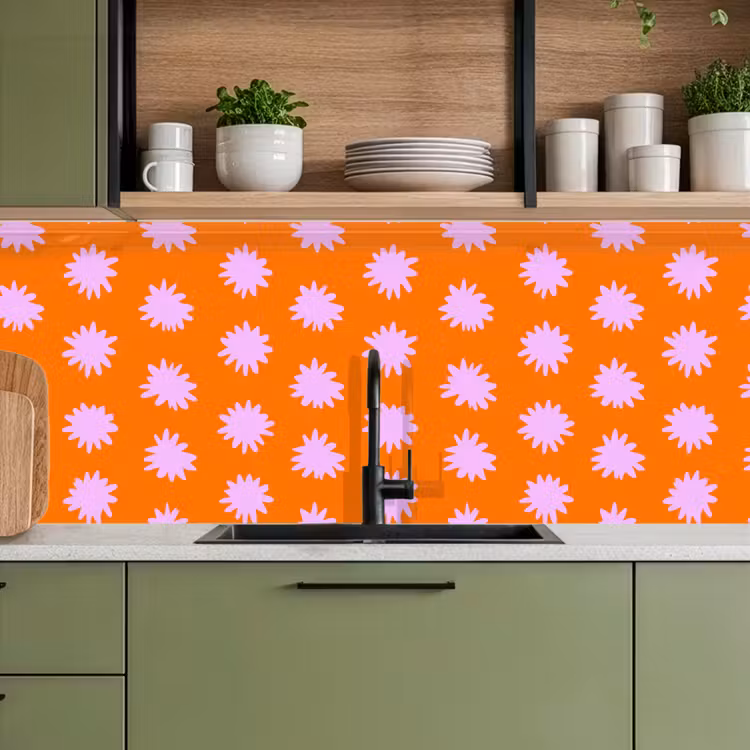 Keuken achterwand - Retro - Bloemen - Oranje — 8