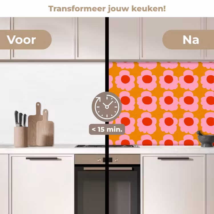 Keuken achterwand - Retro - Bloemen - Roze — 3