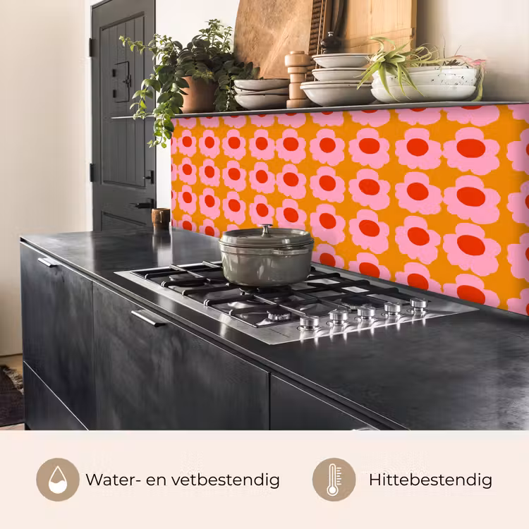 Keuken achterwand - Retro - Bloemen - Roze — 5