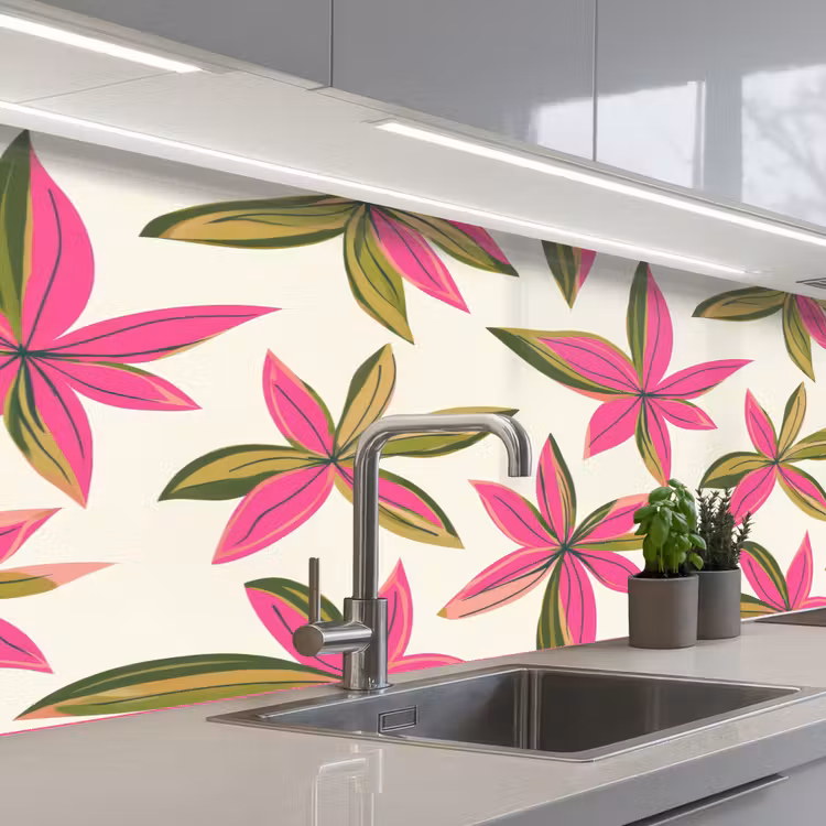 Keuken achterwand - Tropisch - Bloem - Roze — 2