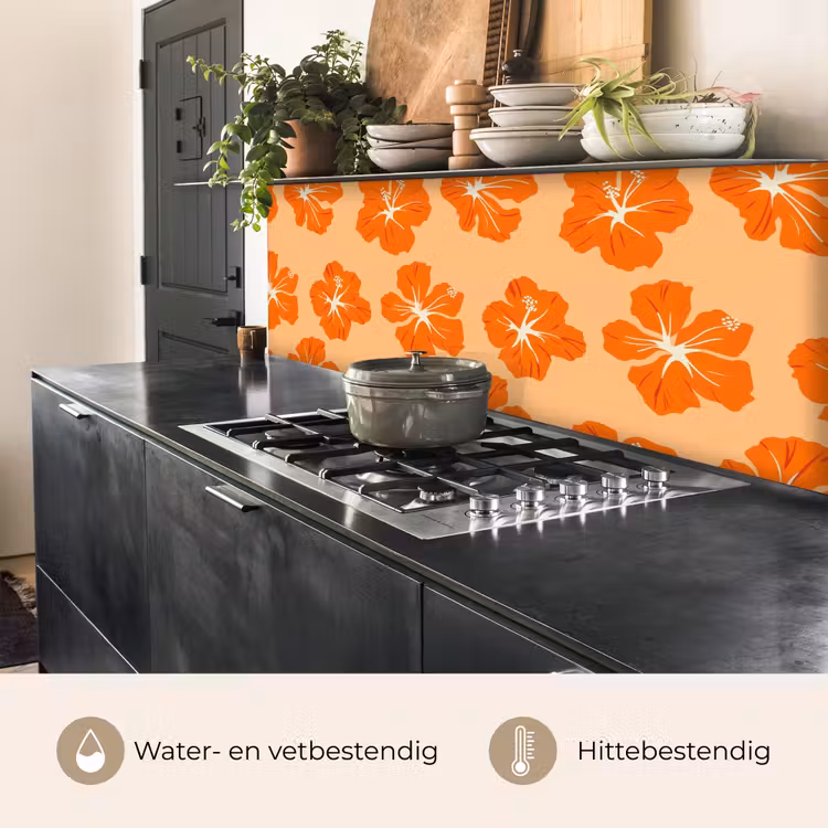 Keuken achterwand - Tropisch - Hibiscus - Oranje — 5