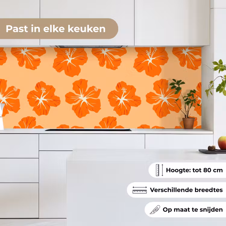 Keuken achterwand - Tropisch - Hibiscus - Oranje — 7